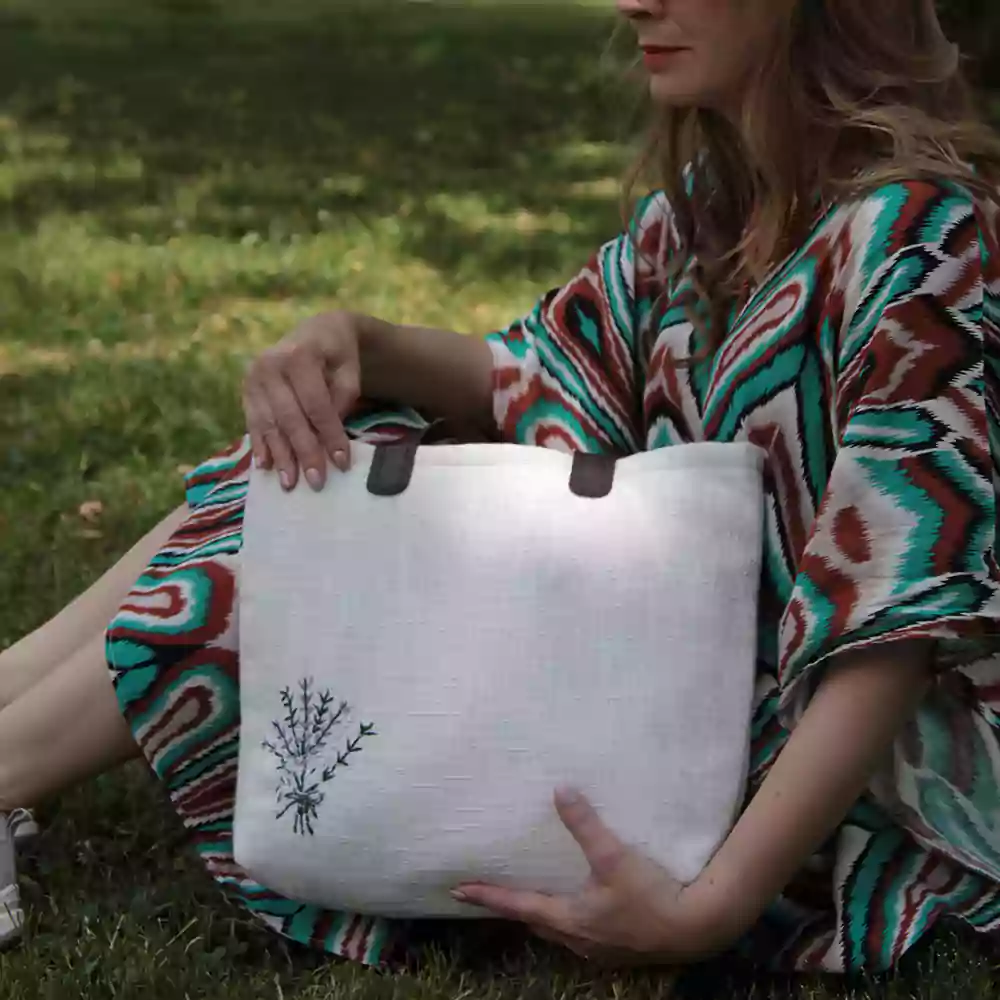 Nakış İşlemeli Keten Tote Bag -Omuz Çantası - Görsel 3