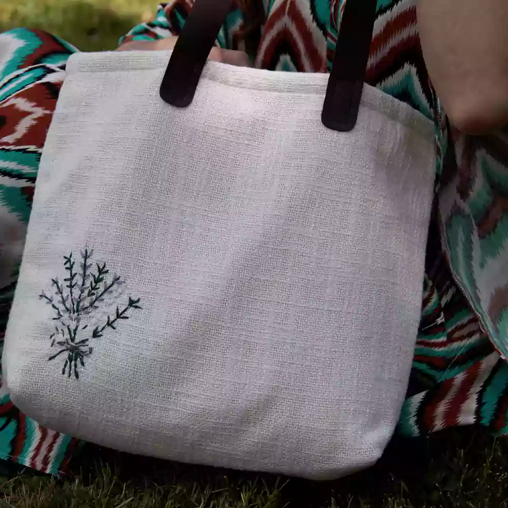 Nakış İşlemeli Keten Tote Bag -Omuz Çantası - Görsel 2