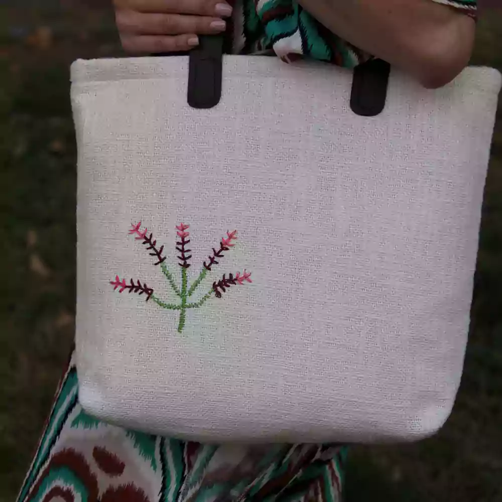 Nakış İşlemeli Keten Tote Bag - Omuz Çantası - Görsel 3